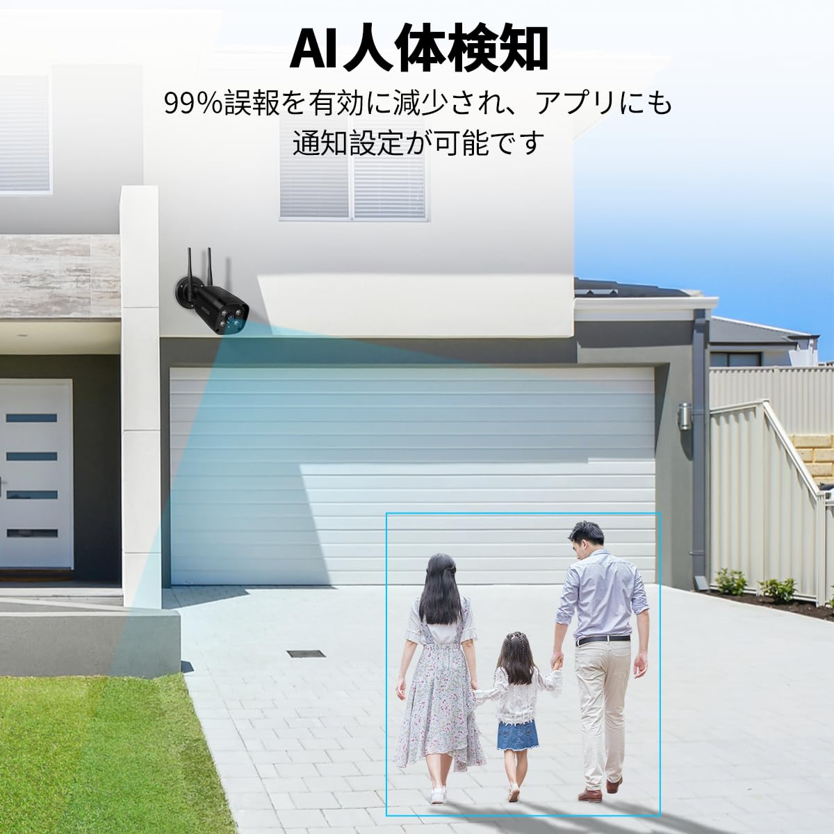 OHWOAIワイヤレス防犯カメラ500万画素2台　ダブルアンテナ　白 WIFI強化・500万画素】ワイヤレス防犯カメラ（単体） 増設用